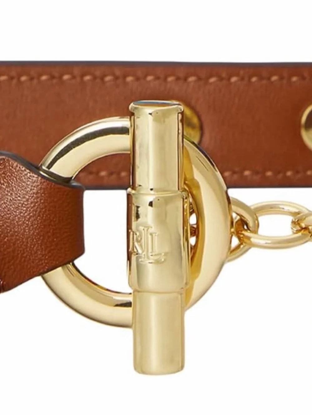 Lauren Ralph Lauren Brown Leather Belt with Gold Toggle